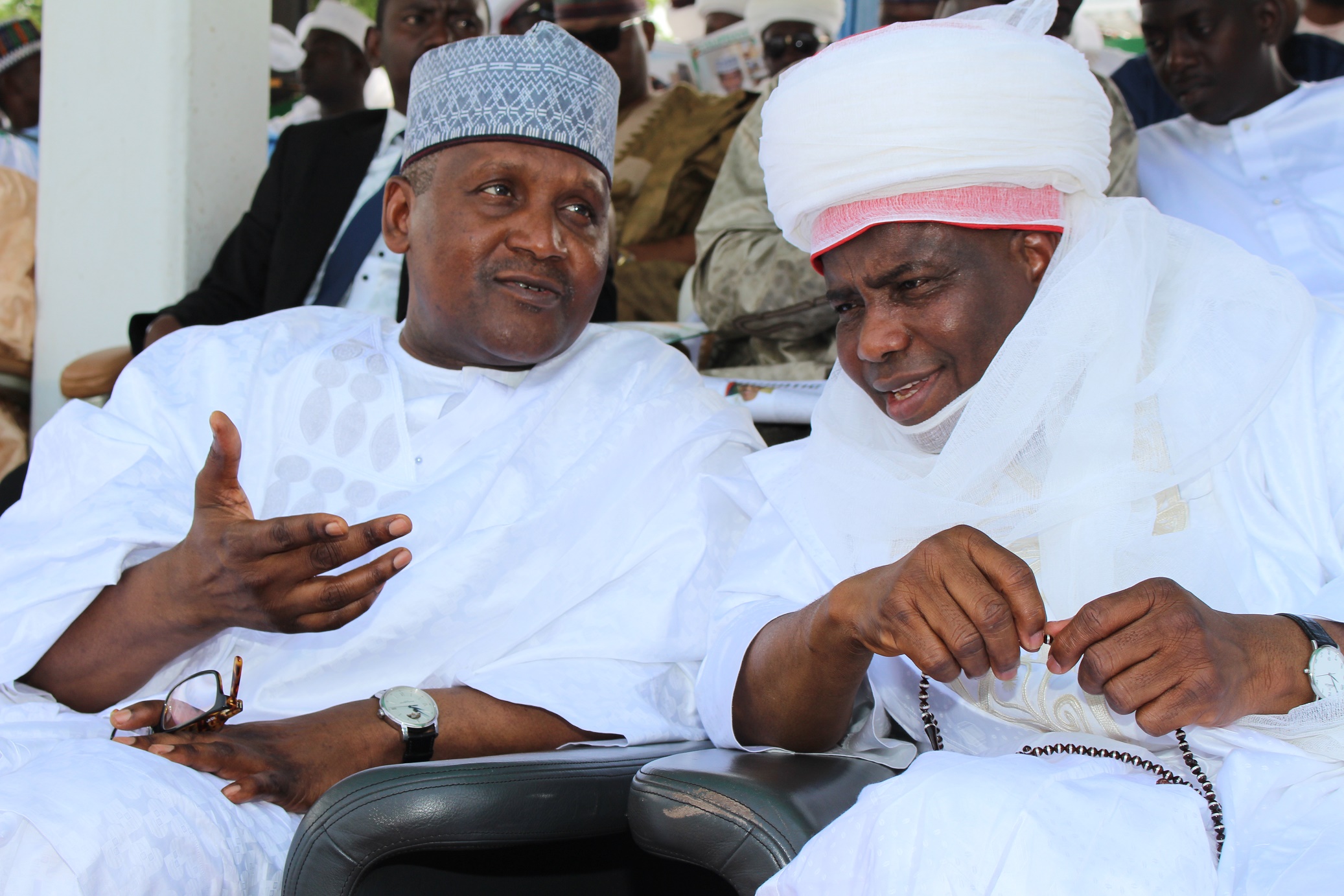 Business mogul Aliko Dangote, with Governor Aminu Waziri Tambuwal during a mini Durbar organised by the Sultanate Council as part of sallah activities in Sokoto...Monday 12/09/16 