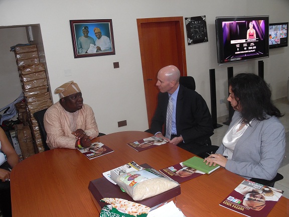 2. L-R Hon. Solomon Adeola, APC Senatorial candidate for Lagos West and Mr. Tom Hines the Political Economic Chief of US Consulate General and Ms. Erica Chuisano, the Political Officer during a Courtesy visit by the Consulate to Hon. Adeola's Campaign Office in Lagos