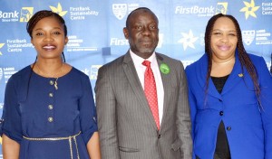 L-R: Centre Manager, FirstBank Sustainability Centre, Dr. Ijeoma Nwagwu; Managing Director, Global Properties and Facilities International Limited Mr. MKO Balogun; and Business Manager, FirstBank, Ajah Main branch Mrs. Doris Anyaoha at the FirstBank Sustainability workshop for SMEs’ held in Lagos on Wednesday.  