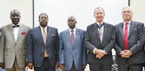 L-R: Registrar/ Chief Executive, CIBN, Mr. ‘Seye Awojobi; Group Managing Director/CEO First Bank of Nigeria Limited, Mr. Bisi Onasanya; First Vice President, CIBN, Deacon Segun Ajibola; Lord Mayor of the city of London & Chartered Institute for Securities and Investment (CISI) Chairman, Sir. Alderman Alan Yarrow; and Director, CISI, Global Business Development, Mr. Kevin Moore at the CIBN roundtable session on Ethics and Professionalism in Lagos on Wednesday.