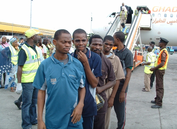 PIC.31.NIGERIAN RETURNEES FROM LIBYA ON ARRIVAL AT THE  MURTALA MUHAMMED INTERNATIONAL AIRPORT IN  LAGOS ON THURSDAY (16/6/16). 4425/16/6/2016/WAS/CH/NAN