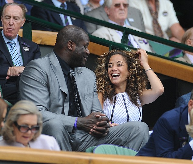 Wimbledon Tennis Championships 2014 Day One 23/06/2014 Picture Graham Chadwick....Daily Mail Andy Murray v David Goffin Shaquille O'Neal and partner on Centre Court