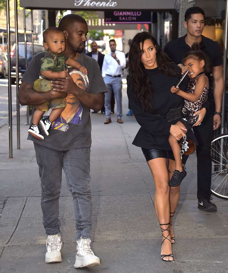 Kim and Kanye with their two children