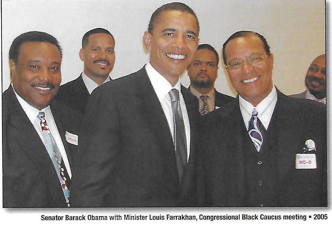 Barrack Obama and Louis Farrakhan in black caucus meeting