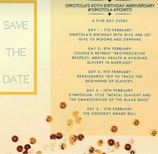 Omotola's 40th birthday invitation
