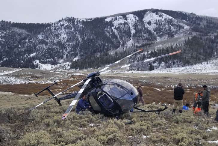 crashed helicopter east of salt lake after deer jumps into its rotor blades