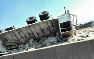 cement truck upside down