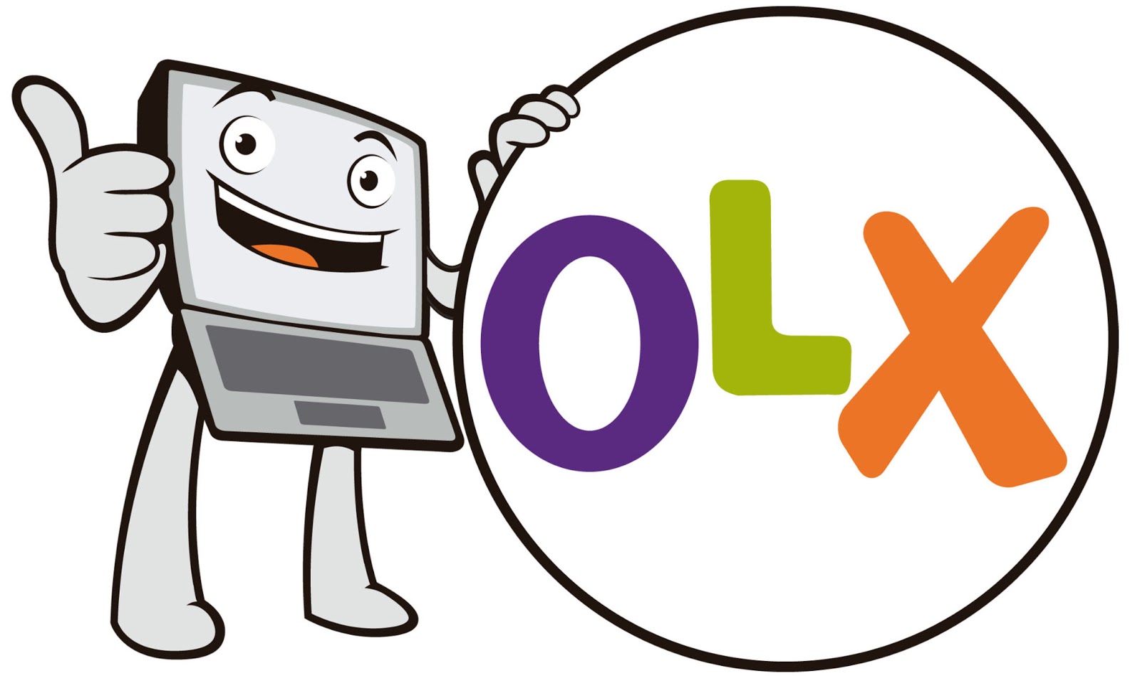 OLX Logo with a humanoid laptop