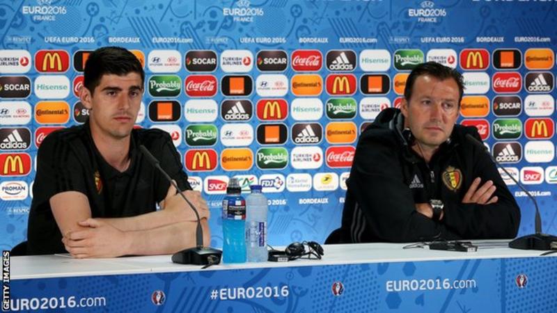 Marc Wilmots and Thibaut Courtois