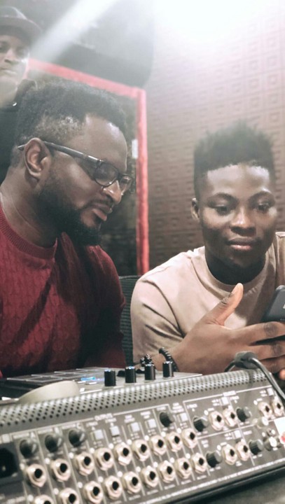 Photo of Reekado Banks in a studio session with TY Mix