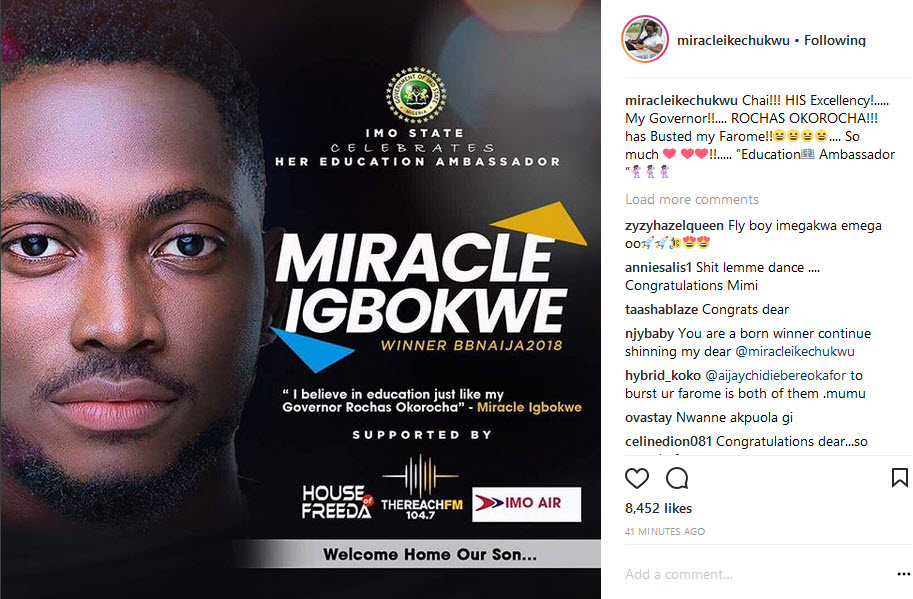 Miracle gets appointed as Imo State Education Ambassador.