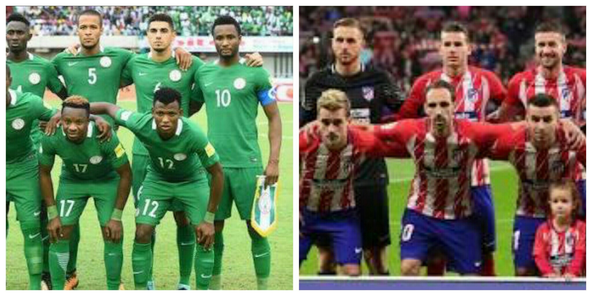 Collage photo of Super Eagles and Atletico Madrid