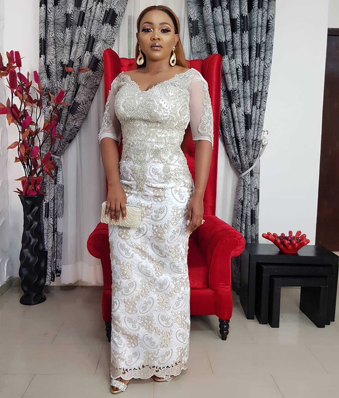 Photo of Mercy Aigbe in Lace Gown