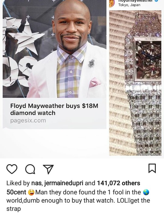Screenshot of Floyd and 50cent beef on Instagram