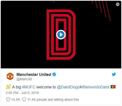 Screenshot of Manchester United Tweet