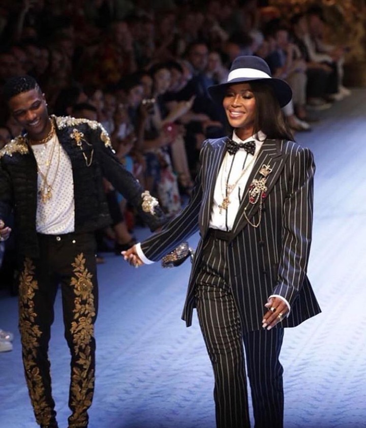 Wizkid and Naomi Campbell walk Dolce And Gabbana runway