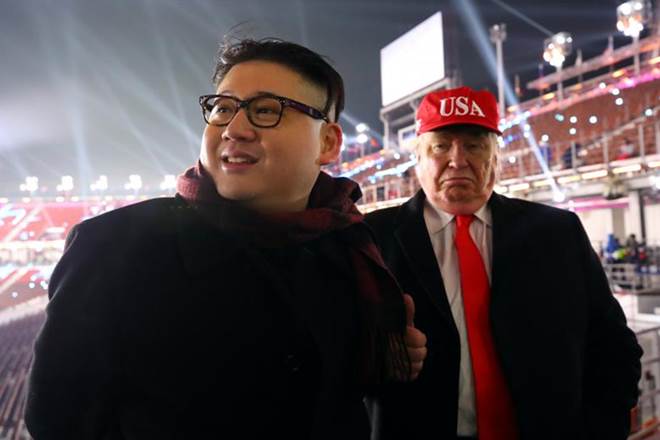 Kim Jong Un Impersonator Along With Donald Trump Impersonator