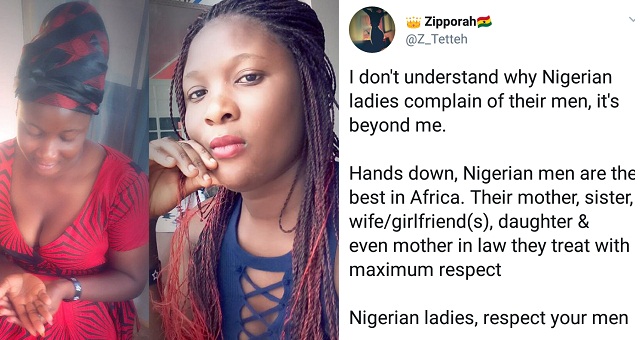 Ghanaian lady posts on twitter about nigerian men being the best in africa