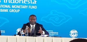 en. Udoma Udo Udoma, Minister of Budget and National Planning, speaking on IMF’s Sub-sahara Regional Economic Outlook on Thursday in Bali, Indonesia.