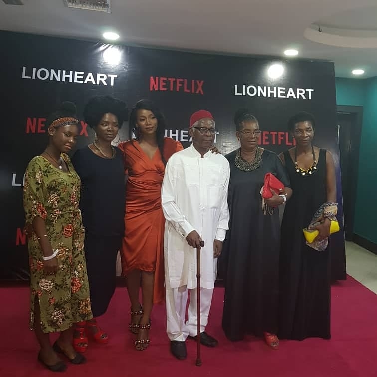 Genevieve Nnaji and her family at private screening of Lion Heart