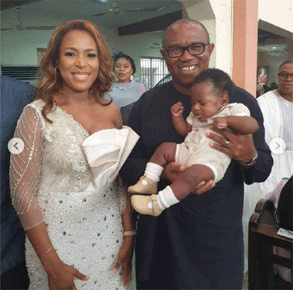 Linda Ikeji, baby and Peter Obi