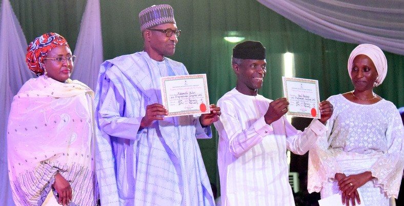 Buhari and Osinbajo present certificate of returns