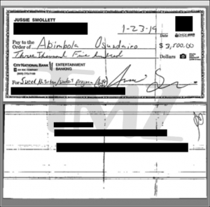 Cheque shows money paid to Nigerian brothers in Jussie Smollett case was “training fee”