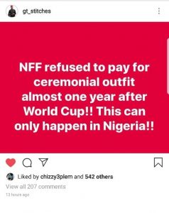 Fashion designer laments over NFF’s refusal to pay for Eagles ceremonial outfits since last year