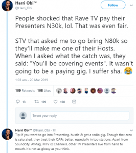“No presenter earns 6 figures, quote me”- Nigerian OAP alleges
