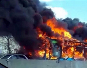 School bus driver sets bus conveying 51 pupils on fire