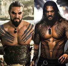 Momoa as Khal Drogo and Aquaman with the beard