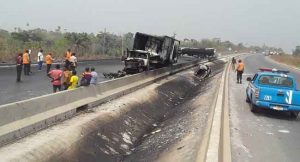 Fire razes vehicles as two tankers collide along Ibadan expressway