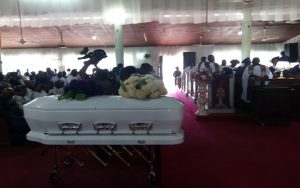 Olakunrin's remains at the funeral service