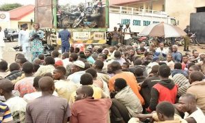  Lagos Taskforce captures truck filled with 48 bikes, 123 persons from Jigawa