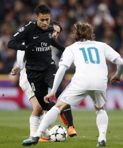 Neymar in action against Real Madrid