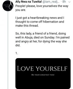 Twitter user rants over friend who died during liposuction surgery in Abuja