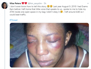 Lady narrates how her menses saved her from being raped by one chance criminals in Lagos