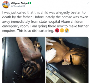 Father flogs his own baby to death in Akure