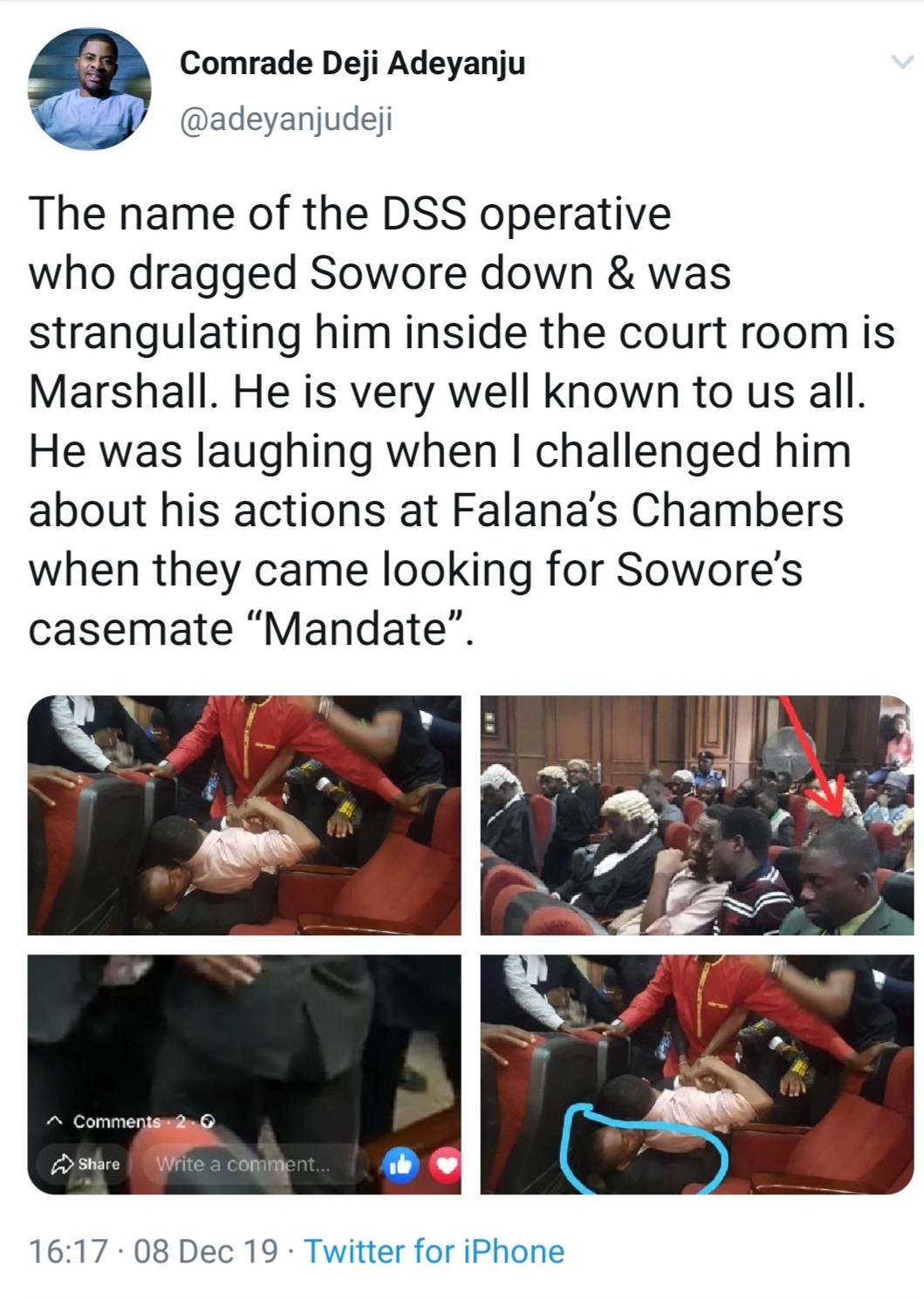 EXPOSED: See the DSS operative who knocked Sowore down in Courtroom