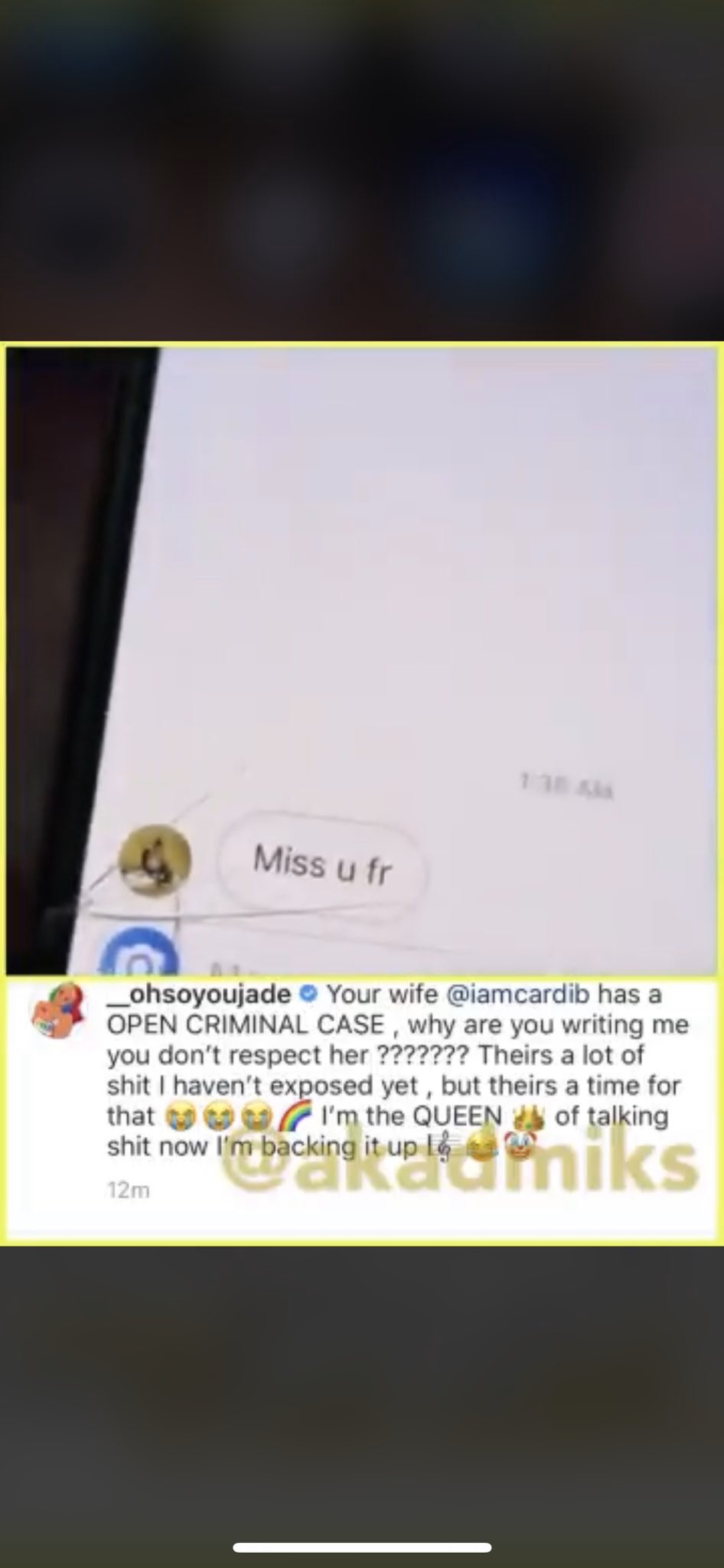 Cardi B's husband Offset allegedly hacked after Cheating text got leaked