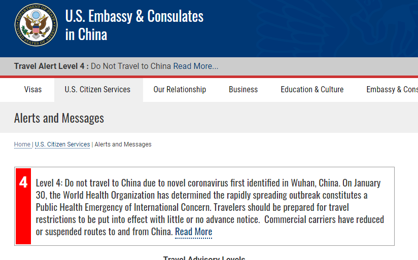 US Embassy in China website