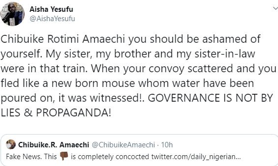 "You should be ashamed of yourself" Aisha Yesufu Insists Amaechi was Attacked despite his denial