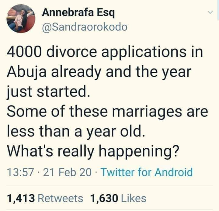 Lawyer denies report of 4000 Divorce applications in Abuja