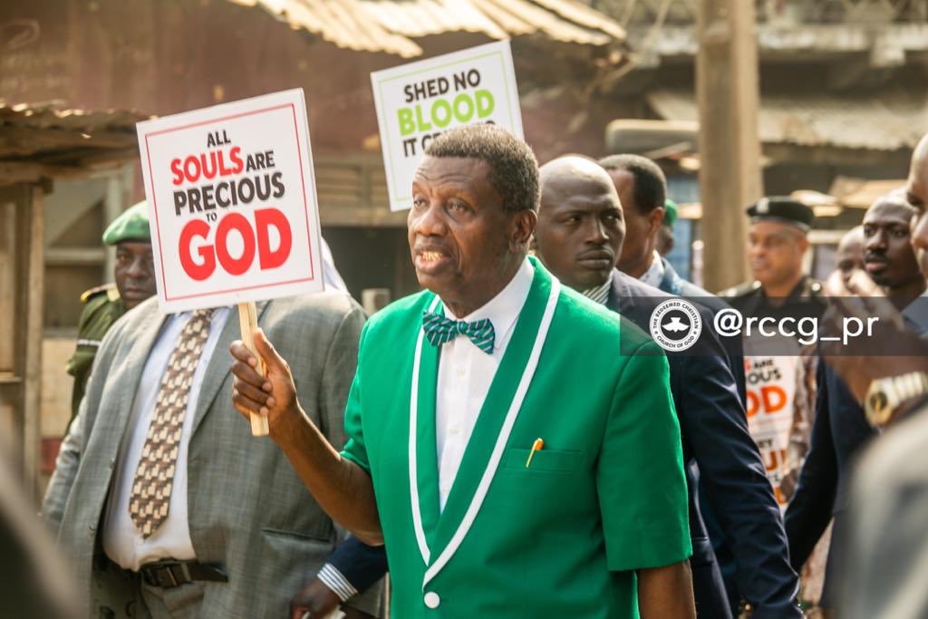 Pastor Adeboye Leads Protest Against Insecurity