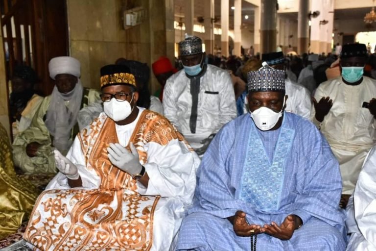 Hours after COVID-19 Recovery, Bauchi Gov spotted in Crowded Juma'at service