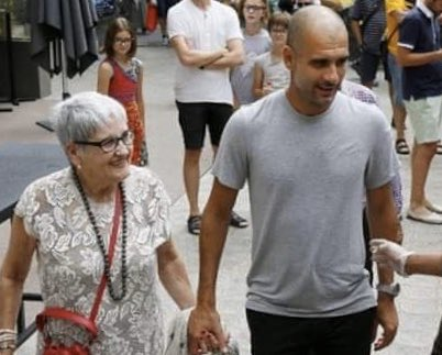 Pep Guardiola and mother