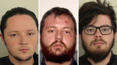 From left: Jacob Kaderli, Michael Helterbrand and Luke Austin Lane, face charges in Georgia