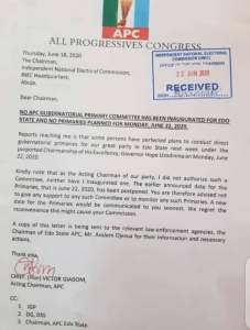 Giadom's letter to INEC