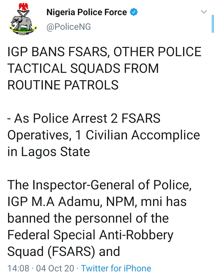 IGP bans FSARS