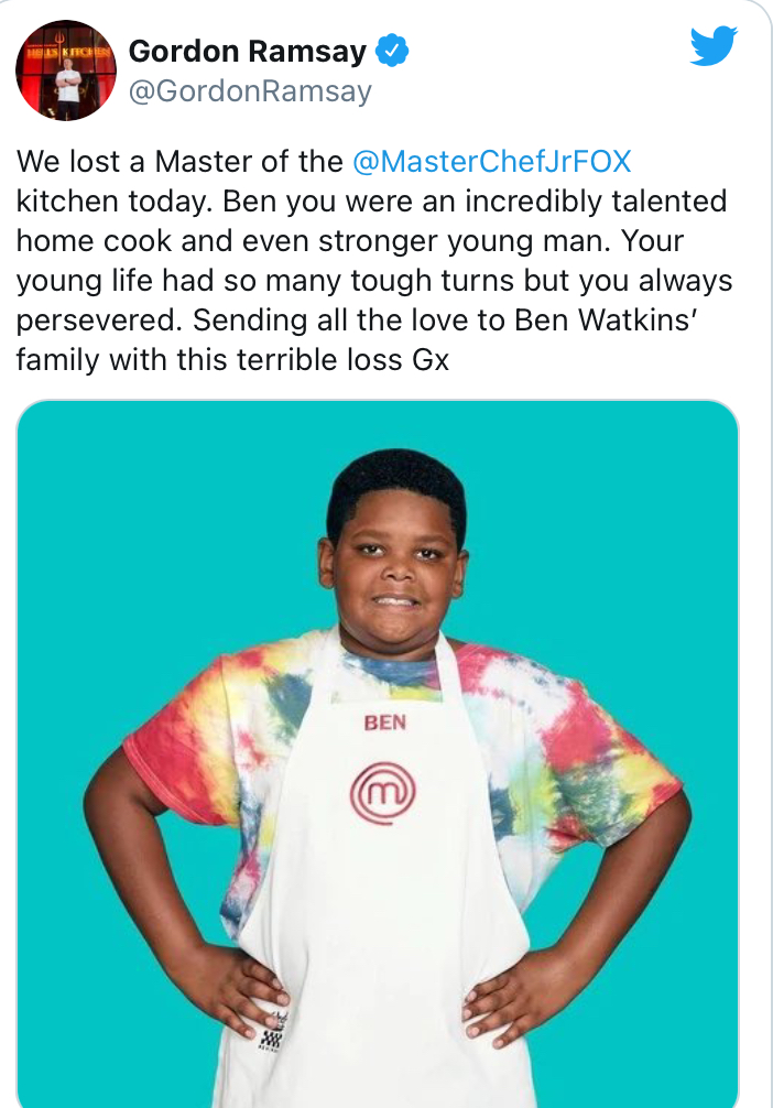 Ben Watkins, MasterChef Junior Star Dies Aged 14